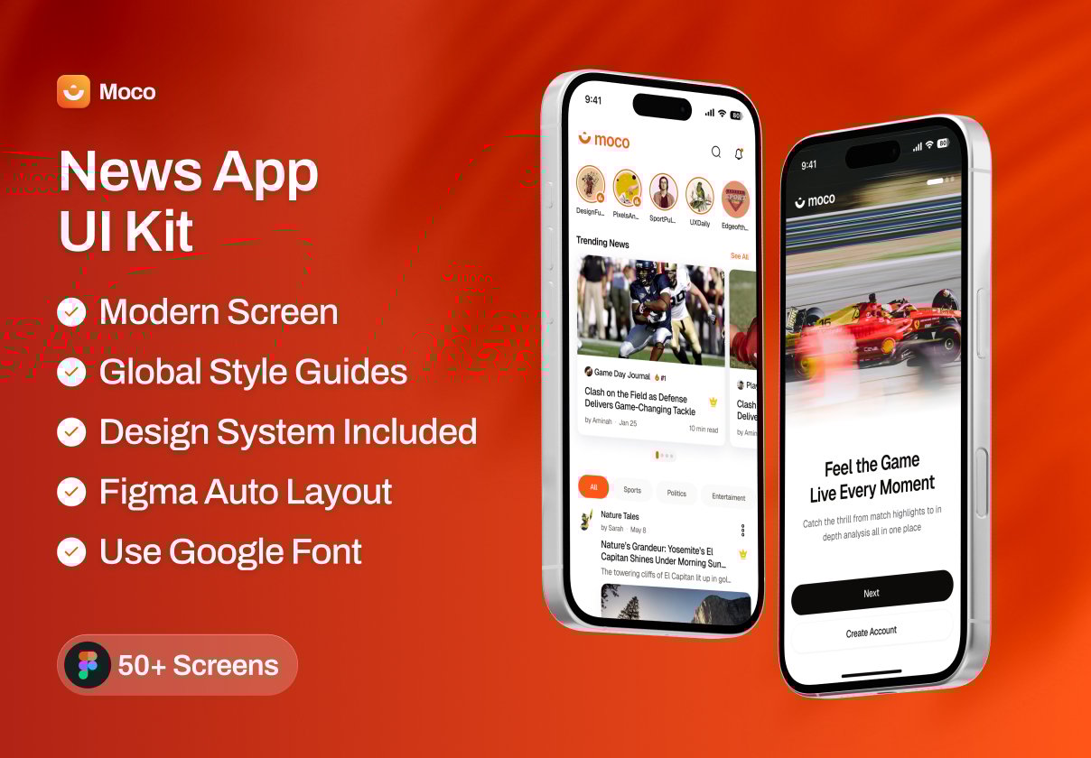 Moco - News App UI Kit