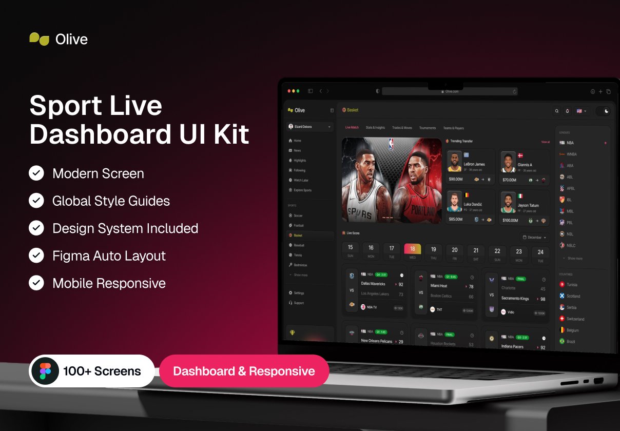 Olive – Sport Live Dashboard UI Kit