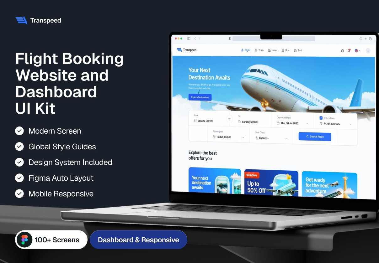 Transpeed – Flight Booking Website & Dashboard UI Kit