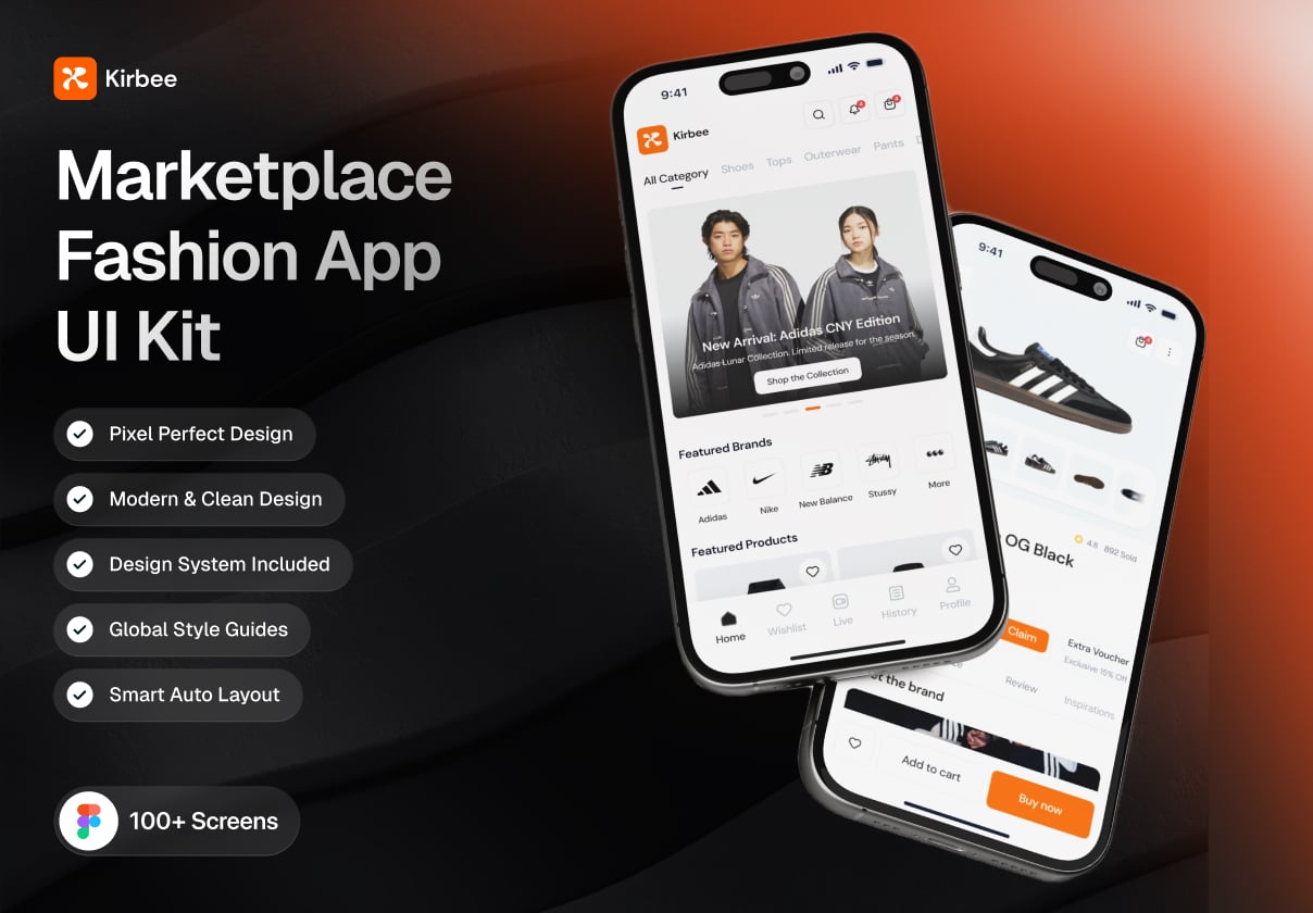 Kirbee - Marketplace Fashion App UI Kit. - Mobile design asset by ui8