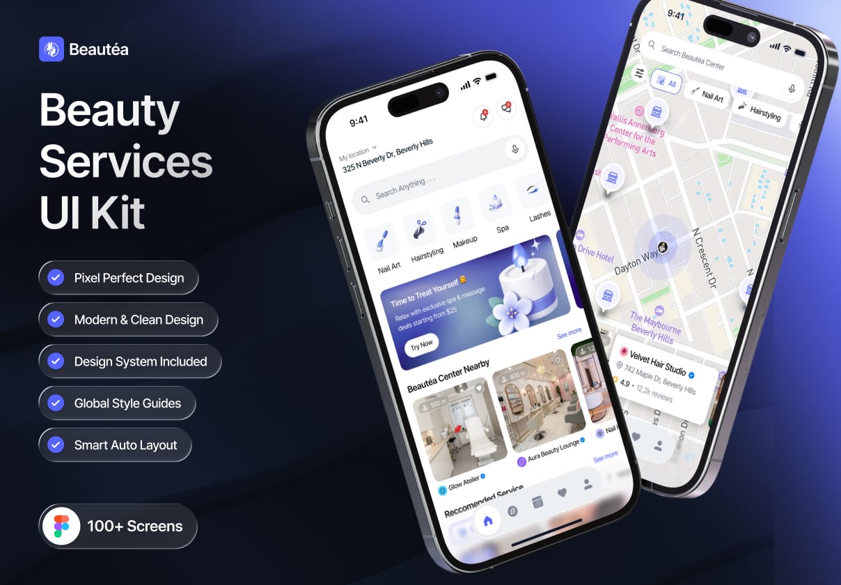 Beautéa - Beauty Services UI Kit - Uncategorized design asset by ui8