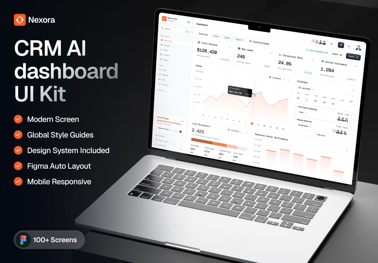 Nexora - CRM AI Dashboard UI Kit - Dashboard design asset by ui8