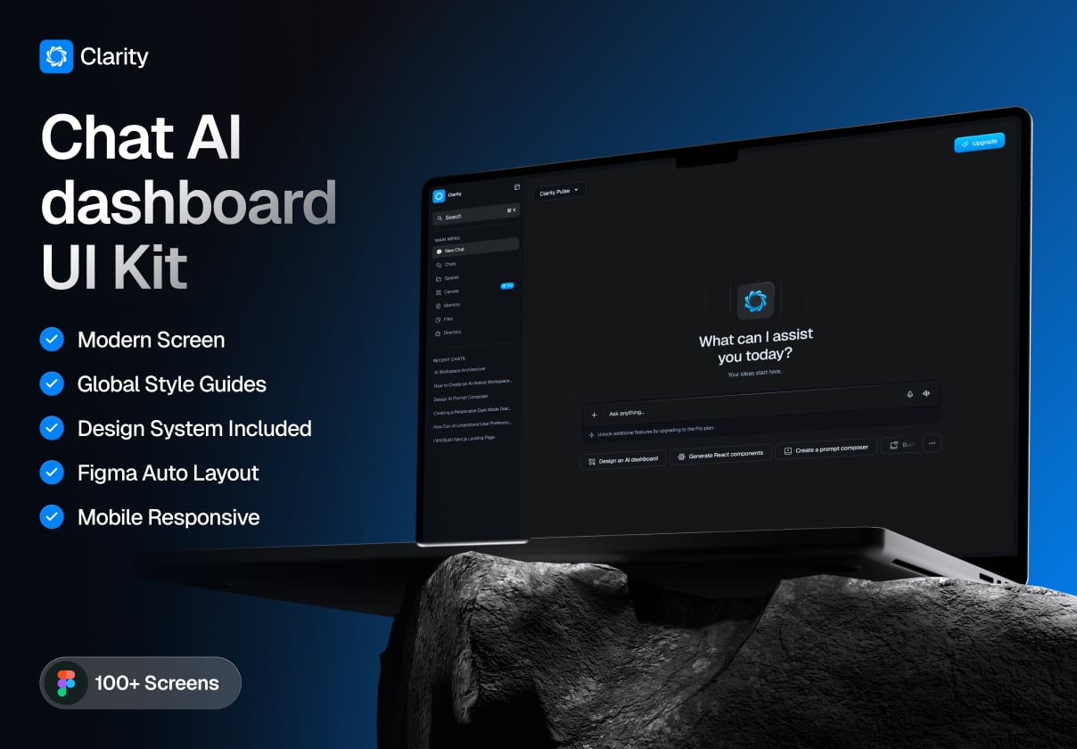Clarity - Chat AI dashboard UI Kit - Dashboard design asset by ui8