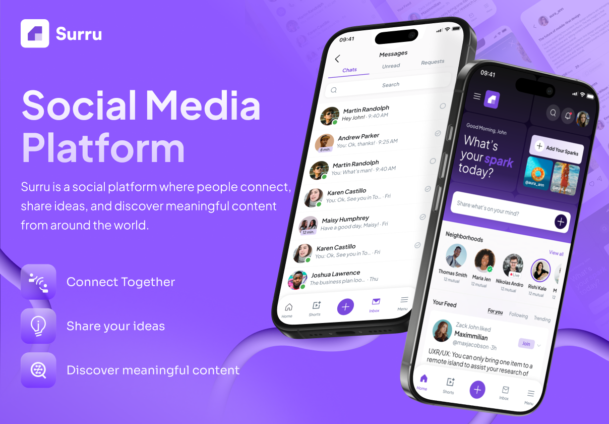 Surru — Next-Generation Social Media Platform UI/UX Design - Uncategorized design asset by ui8
