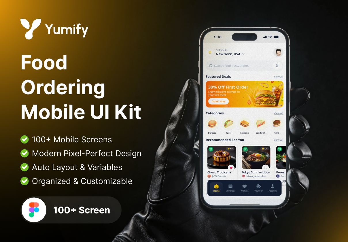 Yumify - Food Ordering Mobile UI Kit - Mobile design asset by ui8
