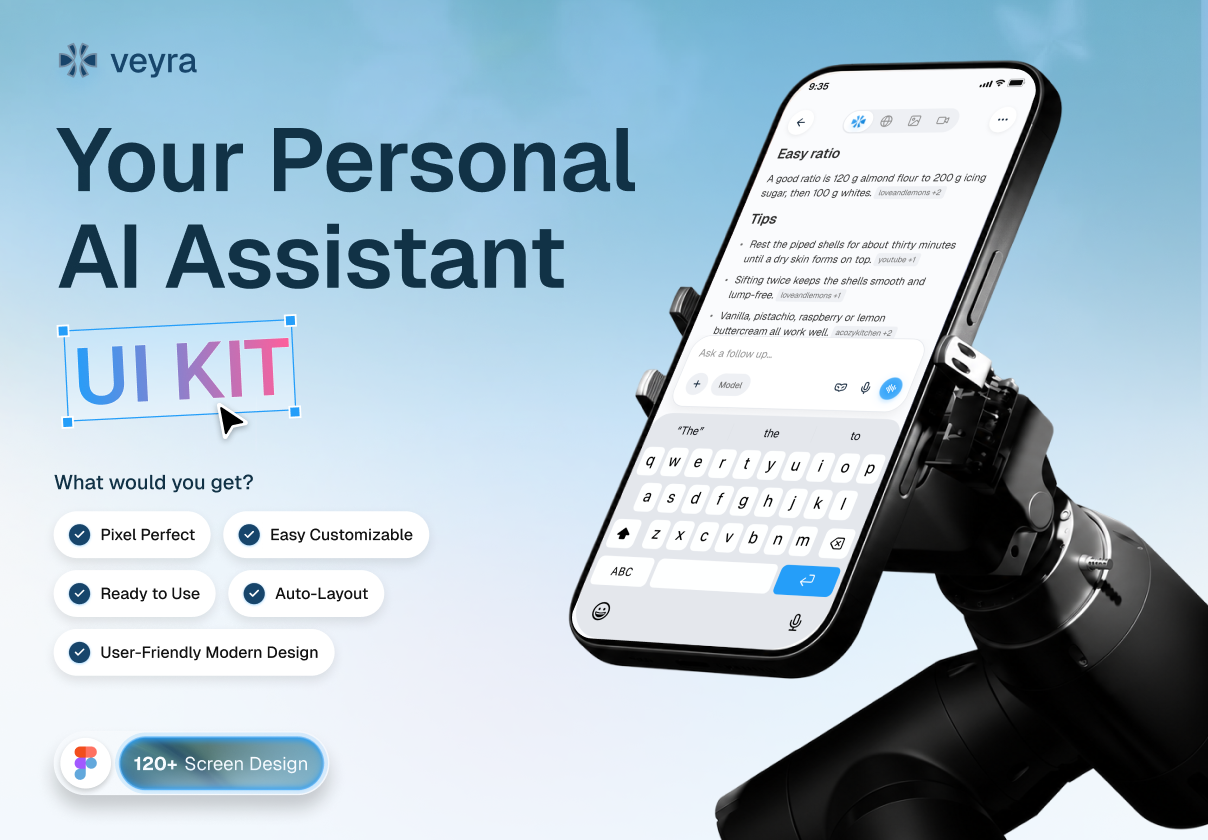 Veyra - Personal AI Assistant Mobile Apps - Portfolio, Mobile design asset by ui8