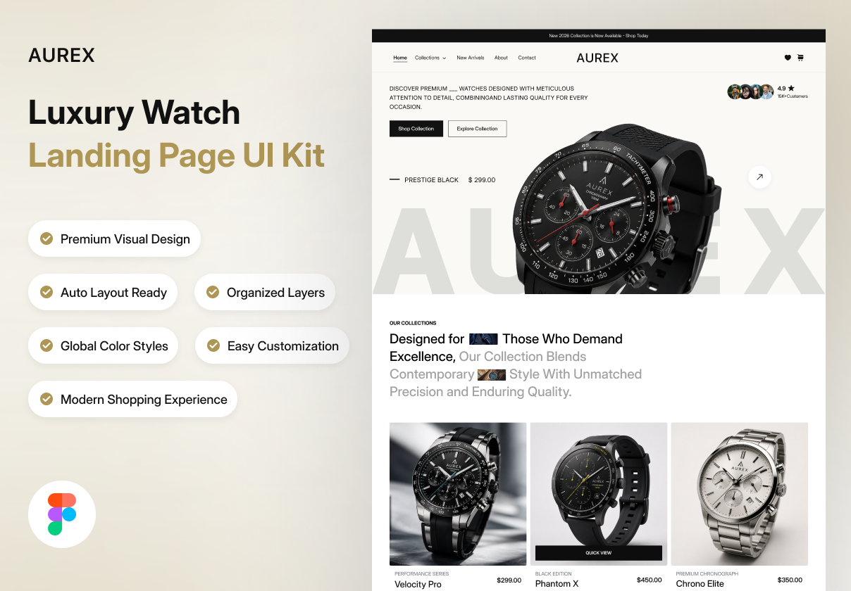 AUREX - Luxury Watch Website UI Kit - Uncategorized design asset by ui8