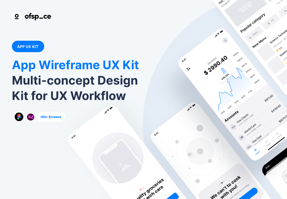 Multi-concept App Wireframe UX Kit
