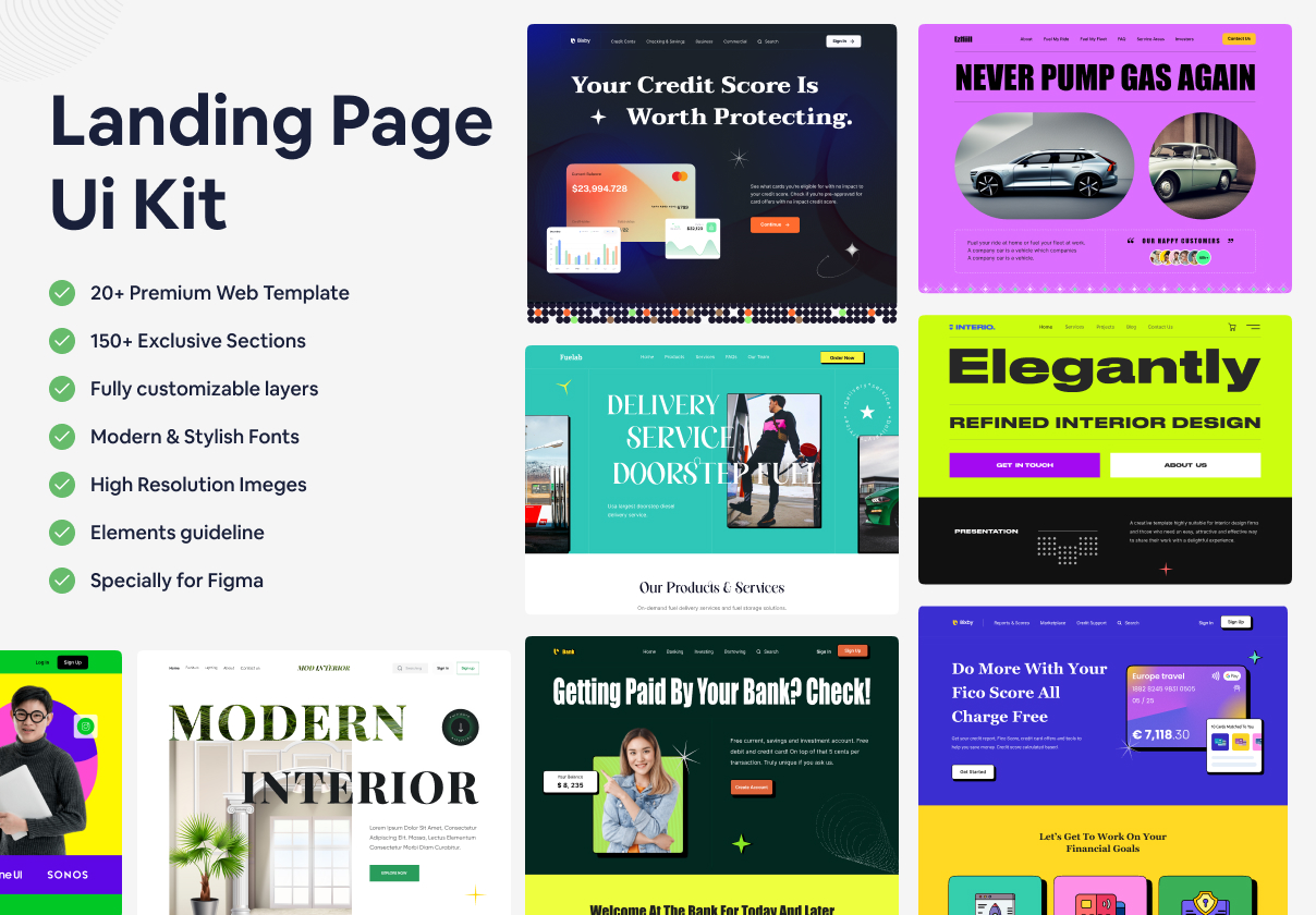 Landing Page UI Kit Design - Landing Page design asset by ui8
