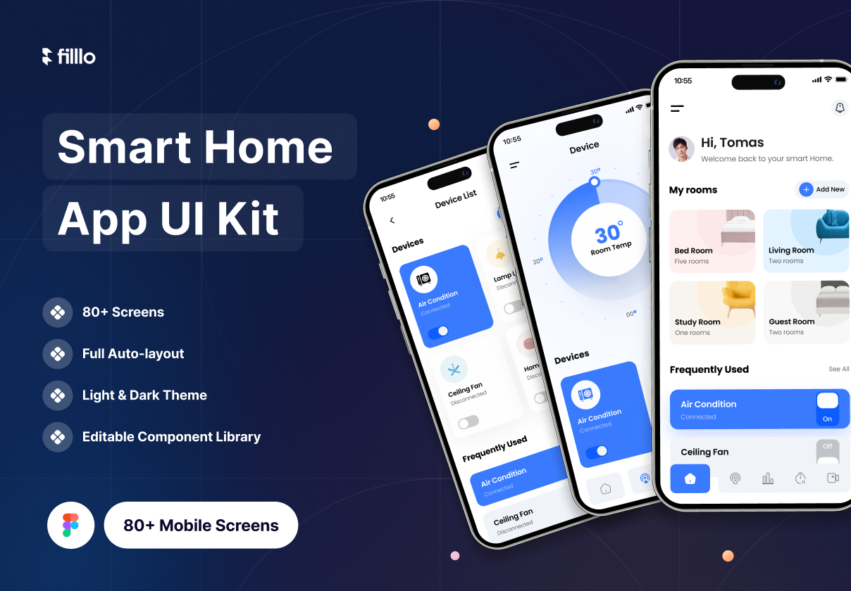 Filllo Smart Home App UI Kit - Mobile design asset by ui8