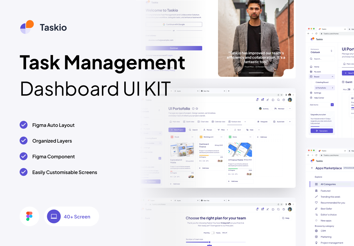 Taskio - Task Management Dasboard UI KIT