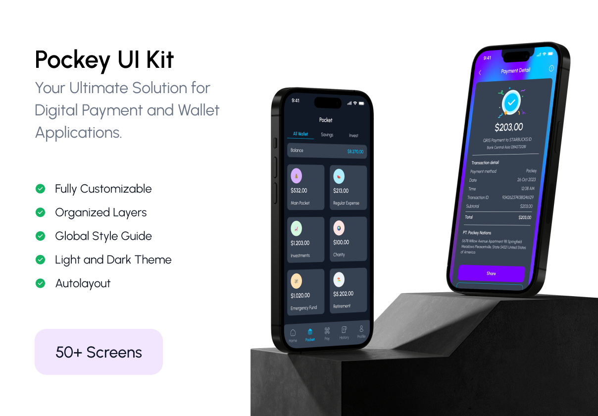 Pockey - Digital Payment & Wallet App UI Kit - Mobile design asset by UI8