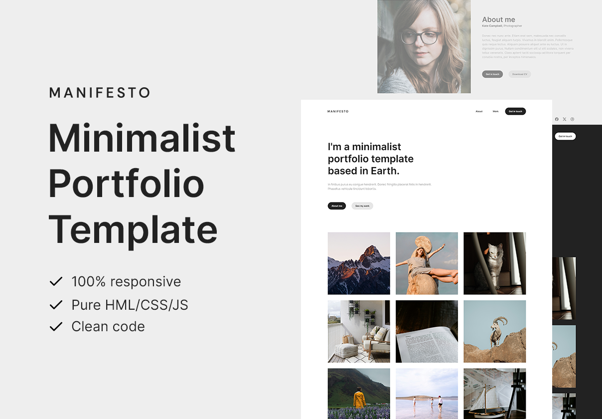 Manifesto | A minimalist portfolio template - Portfolio design asset by ui8