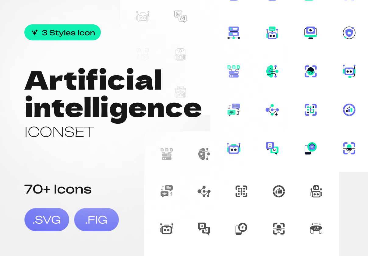 Artificial intelligence Icons Set - SaaS design asset by ui8