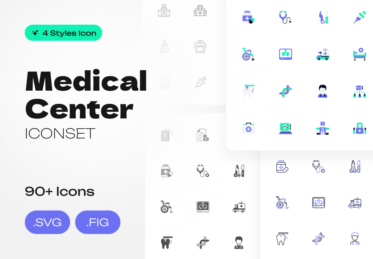 Medical Center Icons Set - Uncategorized design asset by ui8