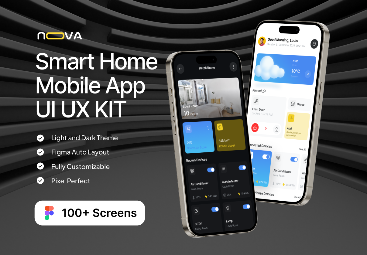 Nova - Smart Home Mobile App UI KIT - Mobile design asset by ui8