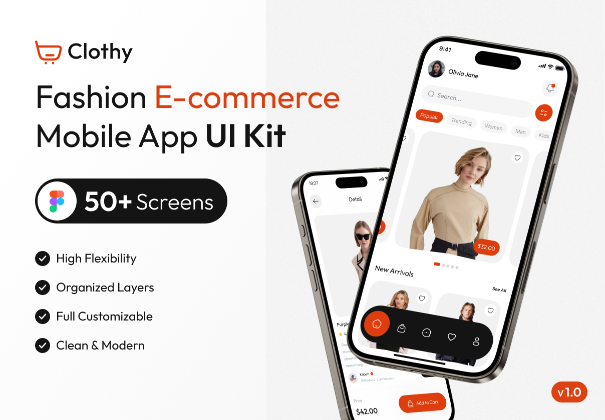 Clothy - Fashion Ecommerce Mobile App UI Kit