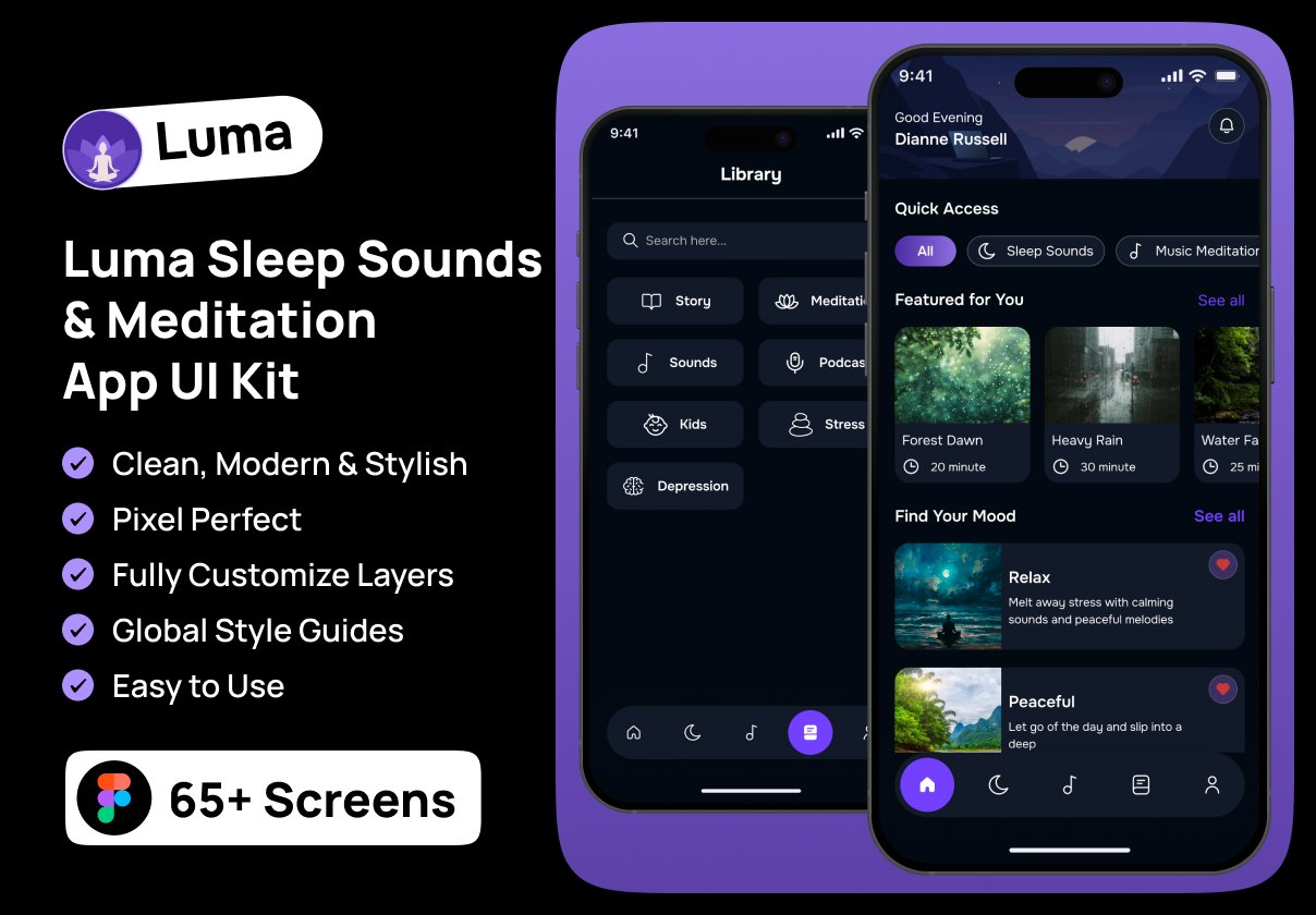 Luma Sleep Sounds & Meditation App UI Kit