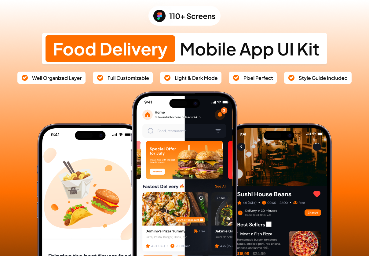 Volt - Food Delivery Mobile App UI Kit