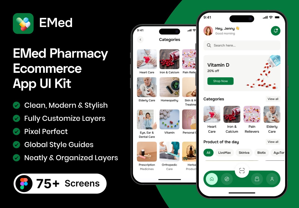 EMed - Pharmacy Mobile App UI Kit