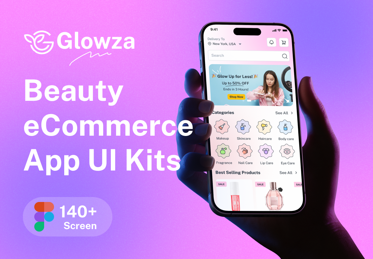 Glowza – Beauty eCommerce Mobile App Figma UI Kits
