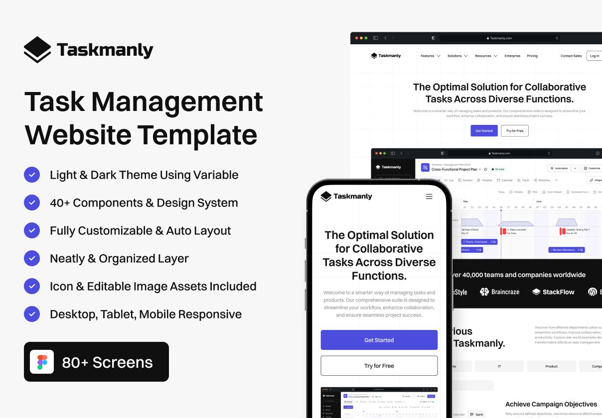 Taskmanly - Task Management Website UI Kit
