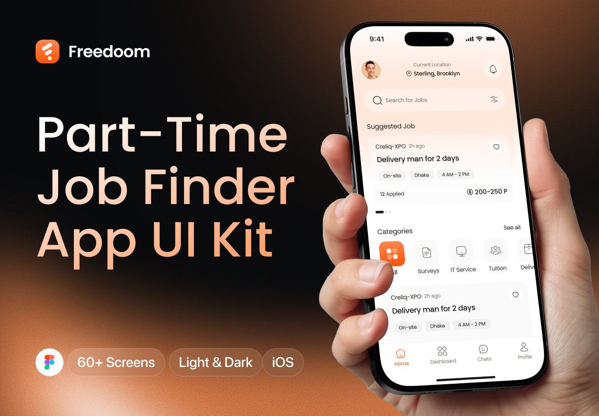 Freedoom – Part Time Job Finder App UI Kit