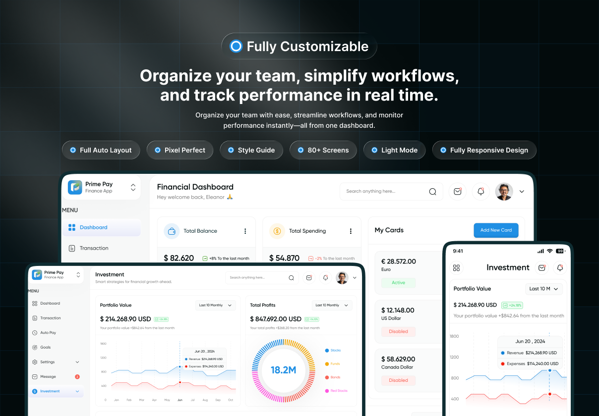 Prime Pay - Finance Dashboard UI Kit