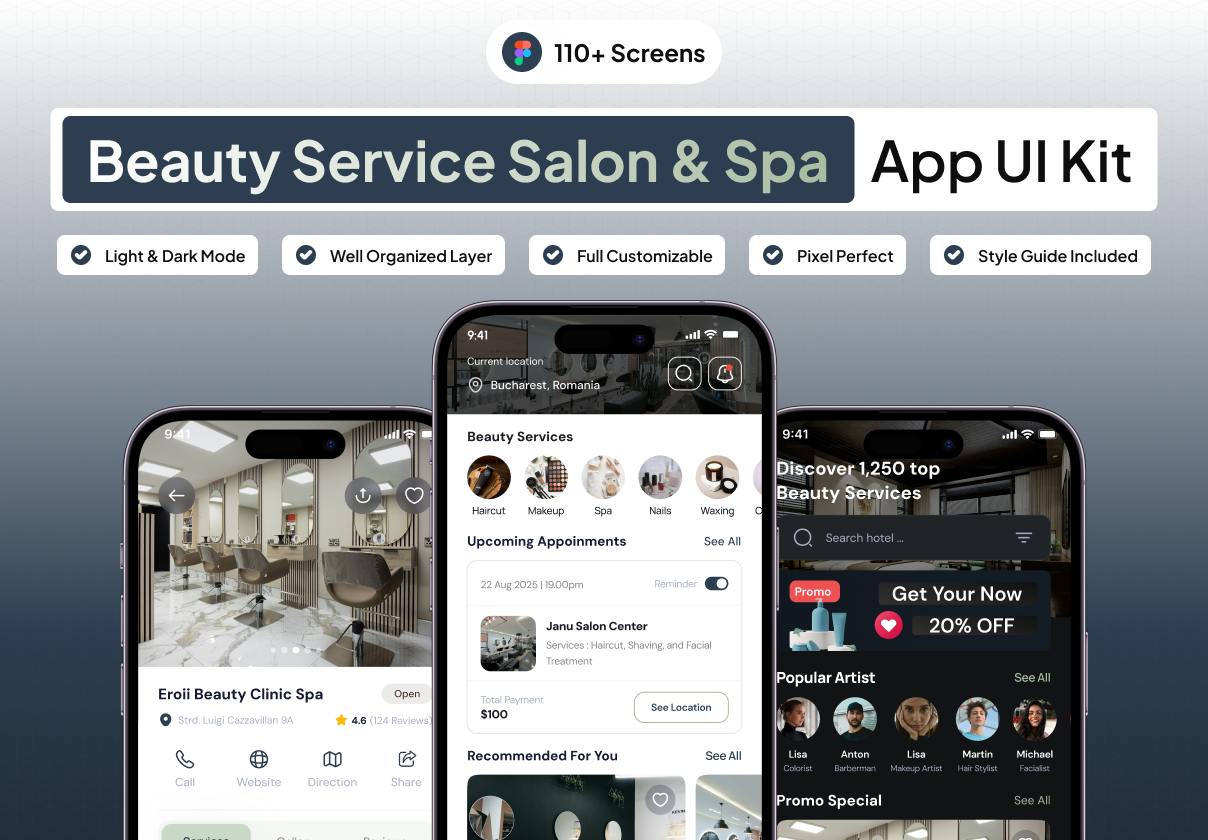 Biuti - Beauty Service Salon & Spa Mobile App UI Kit