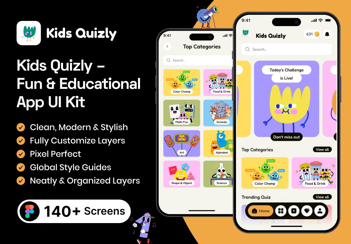 Kids Quizly – Fun & Educational App UI Kit