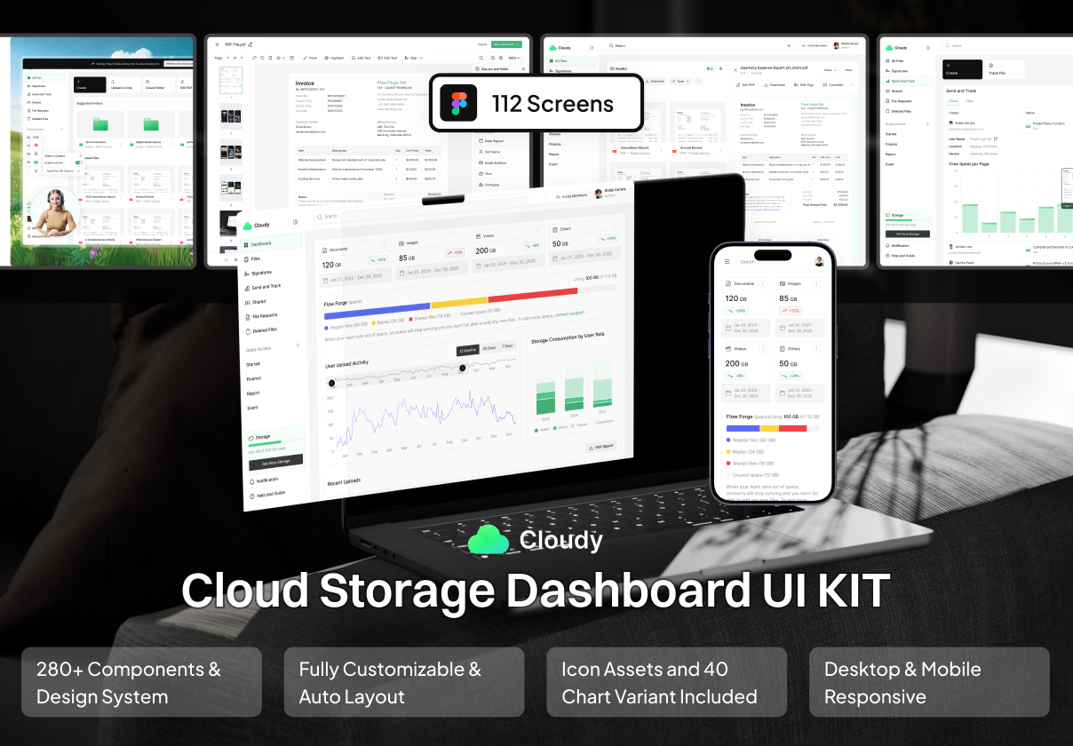 Cloudy - Cloud File Storage Web App UI Kit
