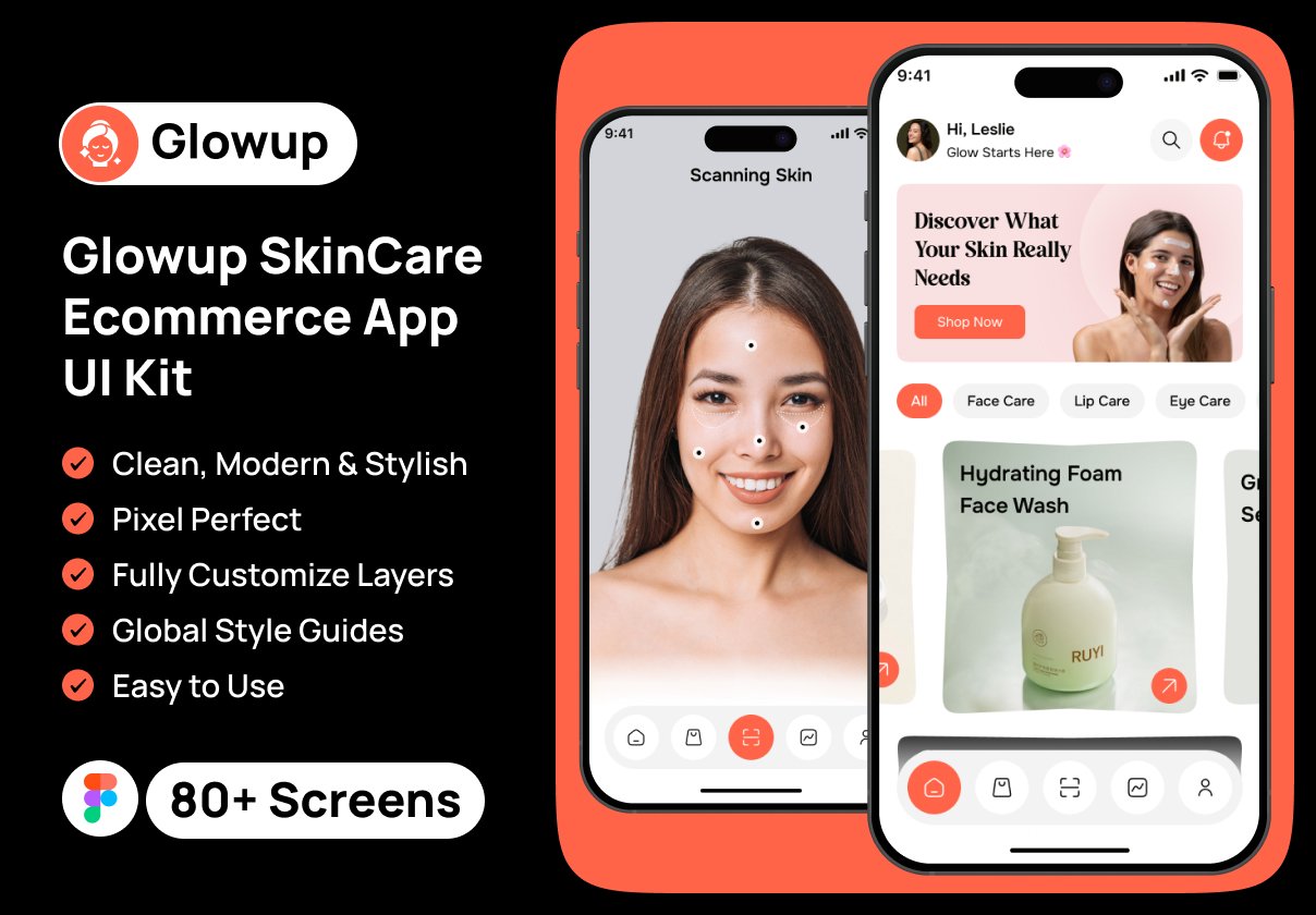 Glowup - SkinCare E-commerce Mobile App UI Kit