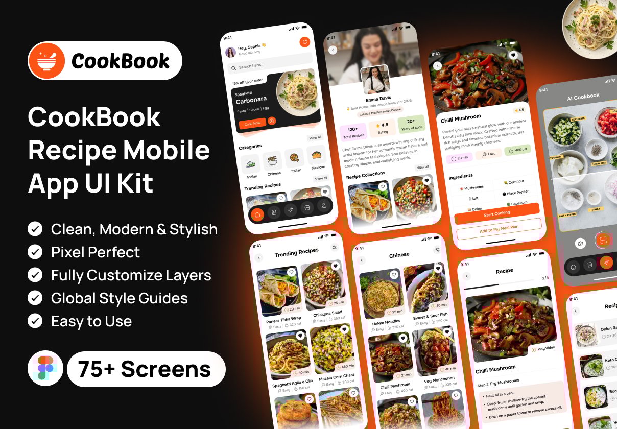 CookBook – Recipe Mobile App UI Kit