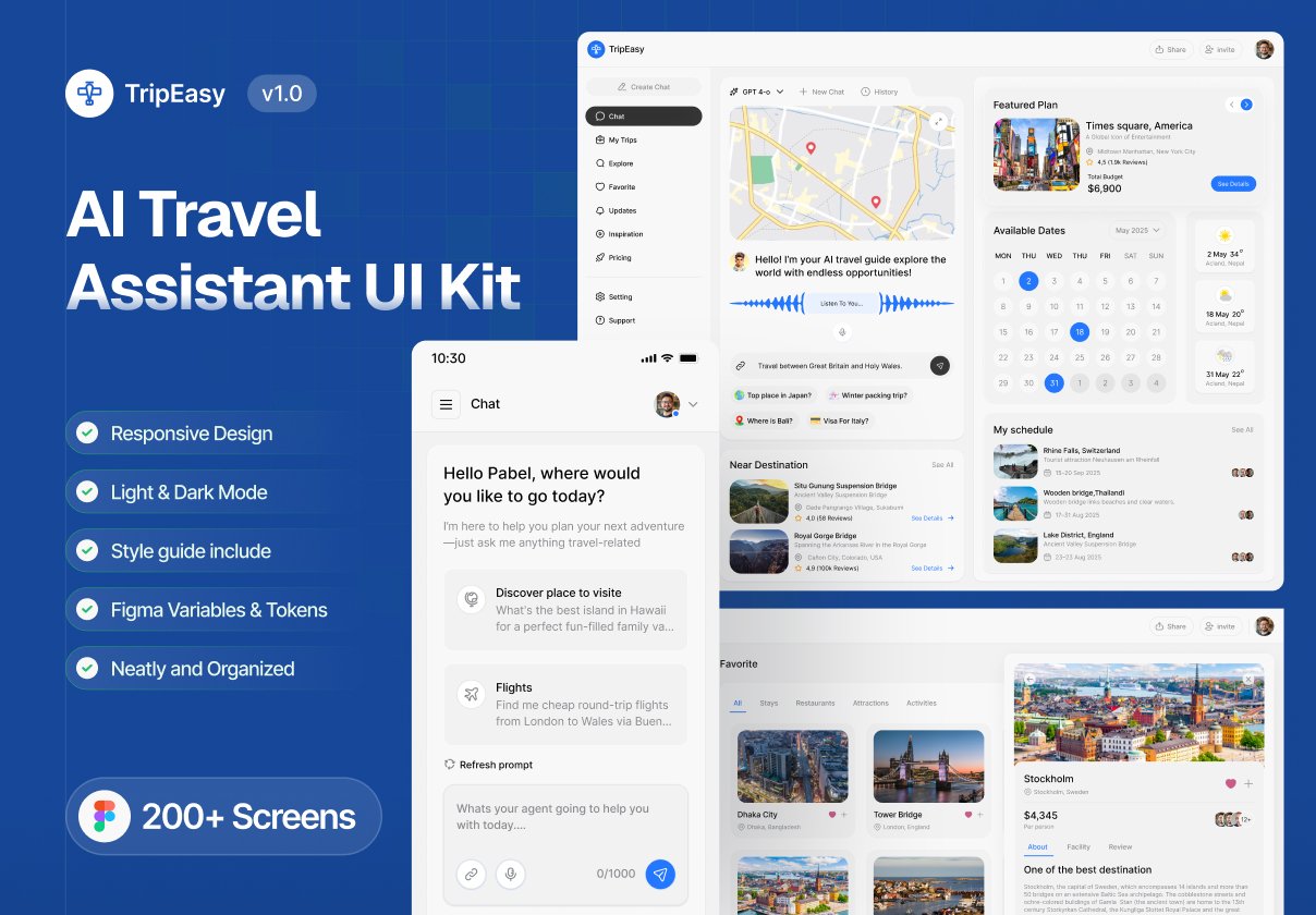 TripEasy – AI Travel Assistant Dashboard Kit