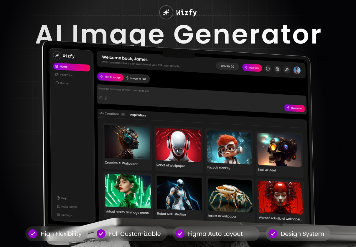 Wizfy - AI Image Generator Dashboard UI Kit