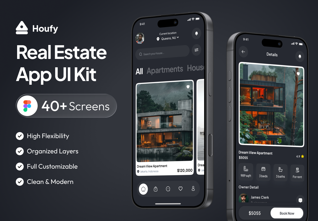 Houfy - Real Estate App UI Kit