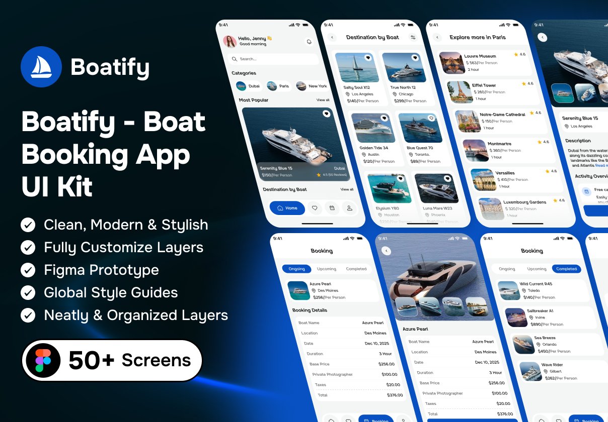 Boatify - Boat Booking App UI Kit