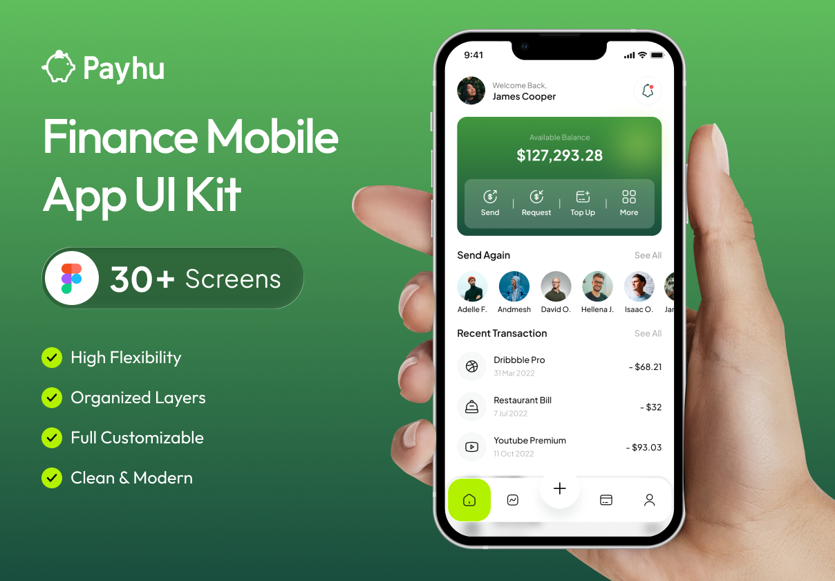 Payhu - Finance Mobile App UI Kit