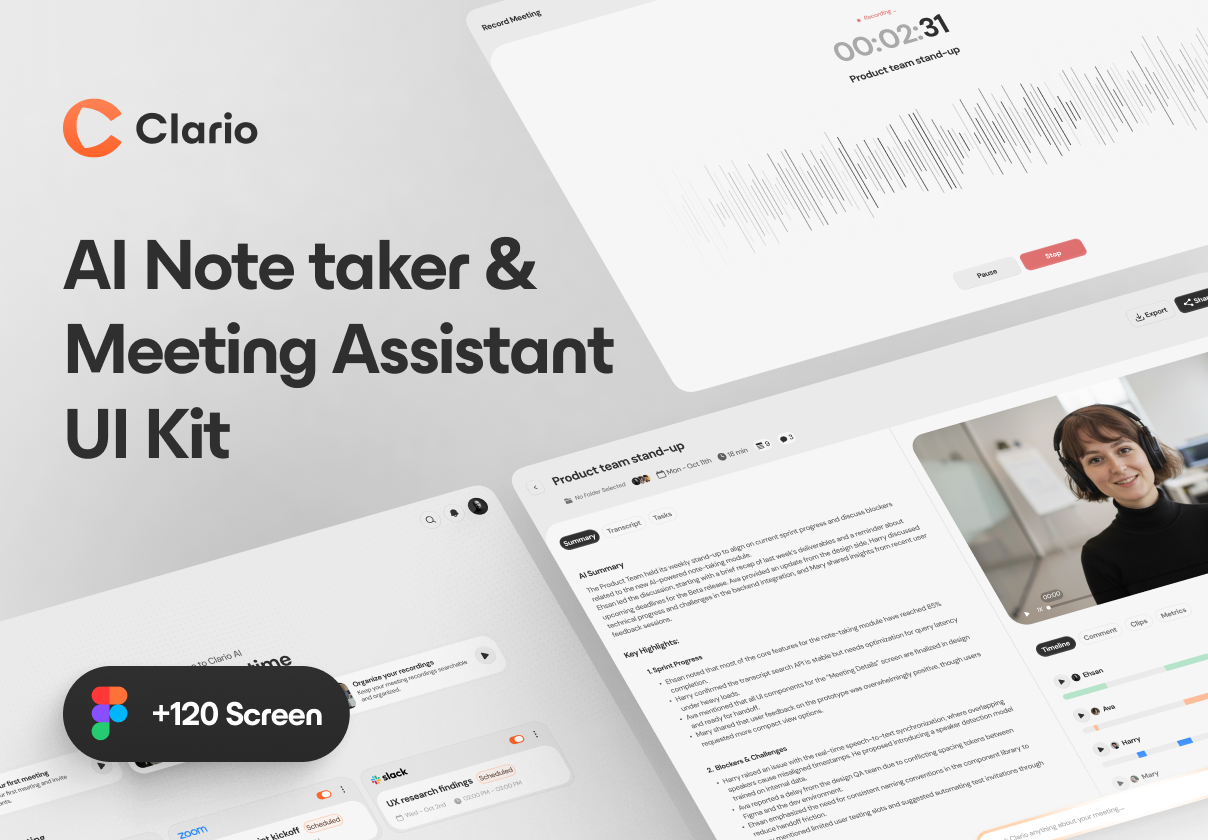 Clario AI - AI Note taker & Meeting Assistant UI Kit