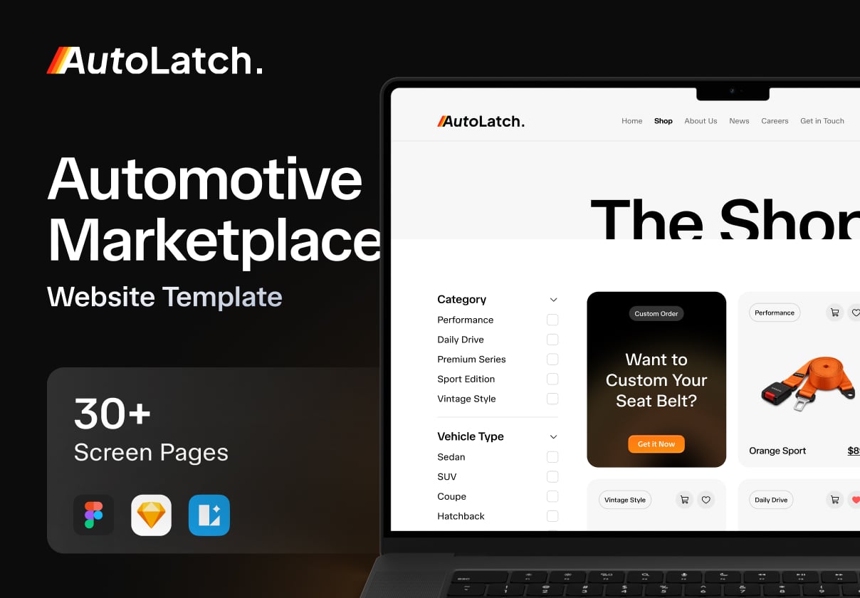 AutoLatch - Auotomotive Marketplace Website Template - Uncategorized design asset by ui8