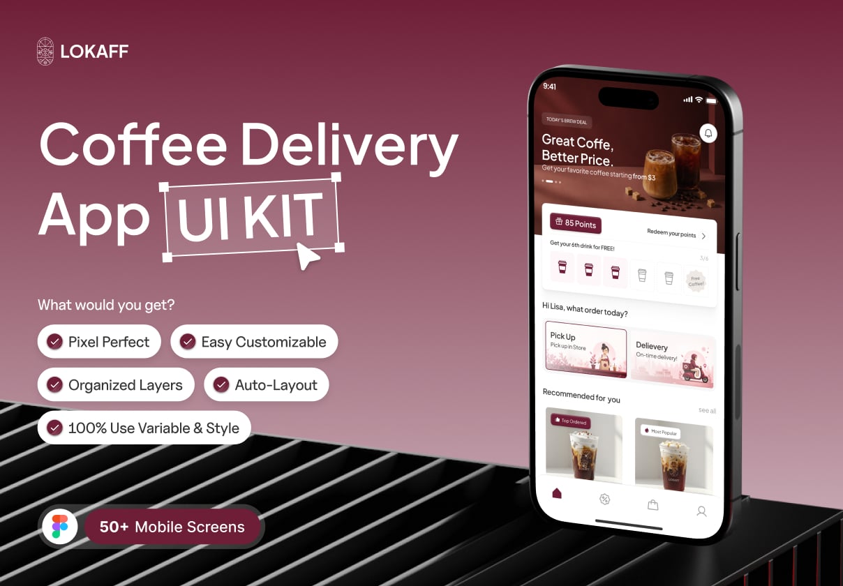 Lokaff - Coffee Mobile App Kit - Mobile design asset by ui8
