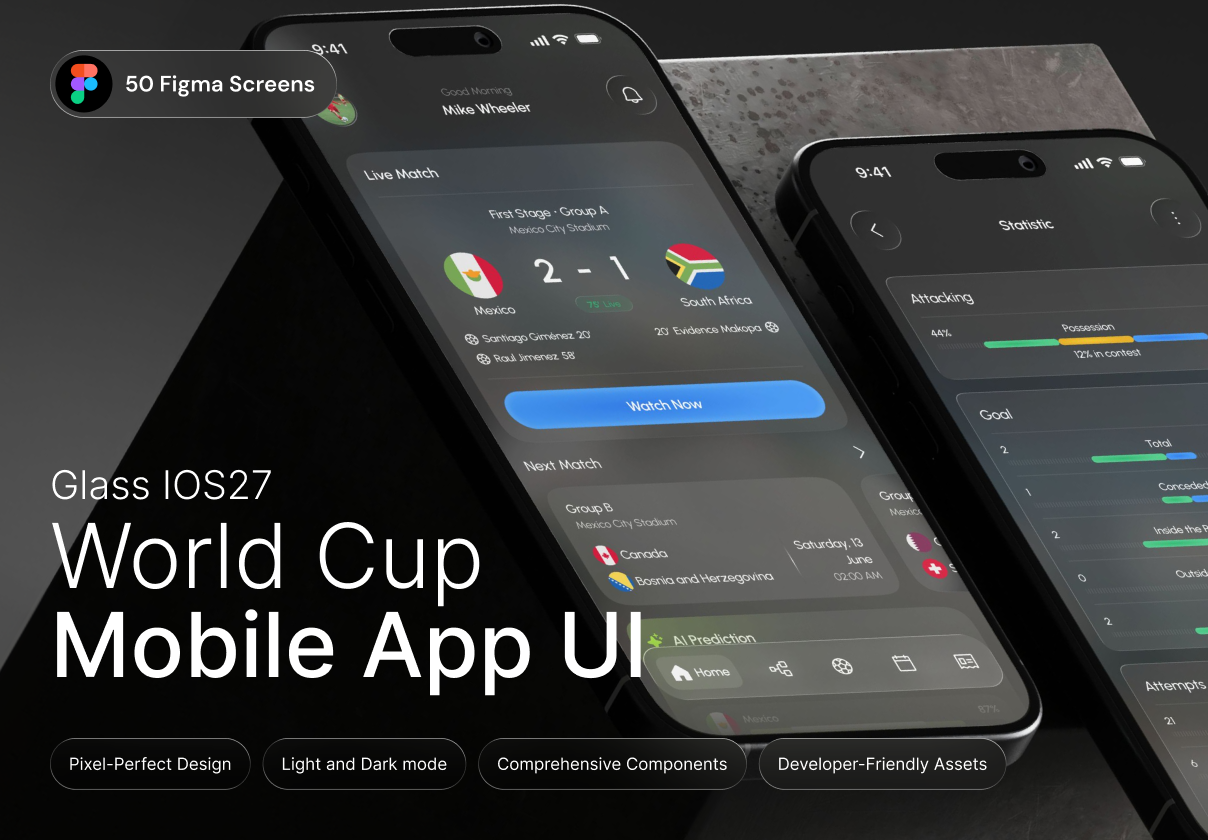 World Cup 2026 Mobile App UI Kit - Mobile design asset by ui8