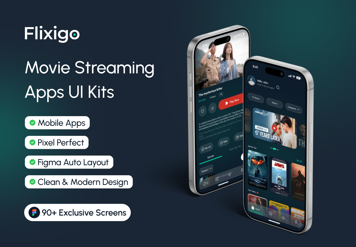Flixigo: Movie Streaming App - Mobile design asset by ui8