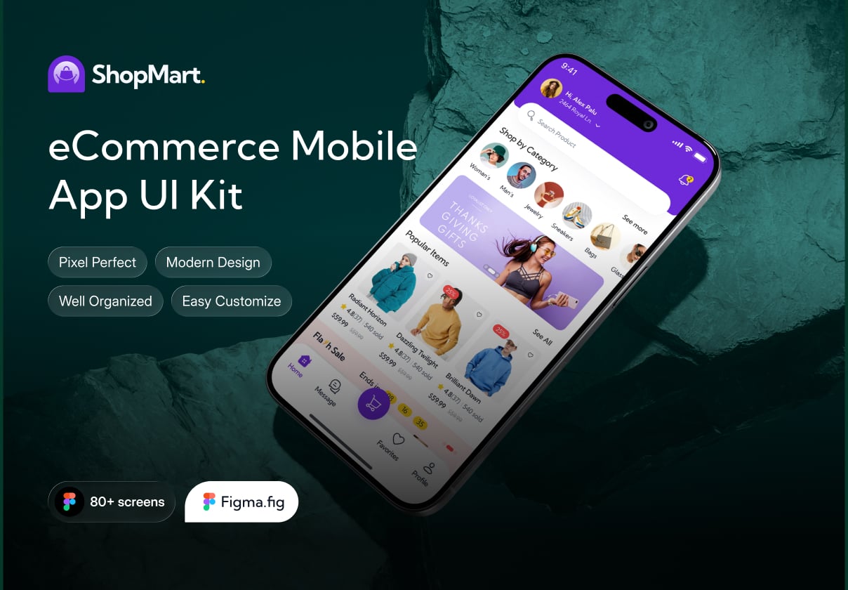 ShopMart - eCommerce Mobile App UI Kit - Ecommerce, Mobile design asset by ui8