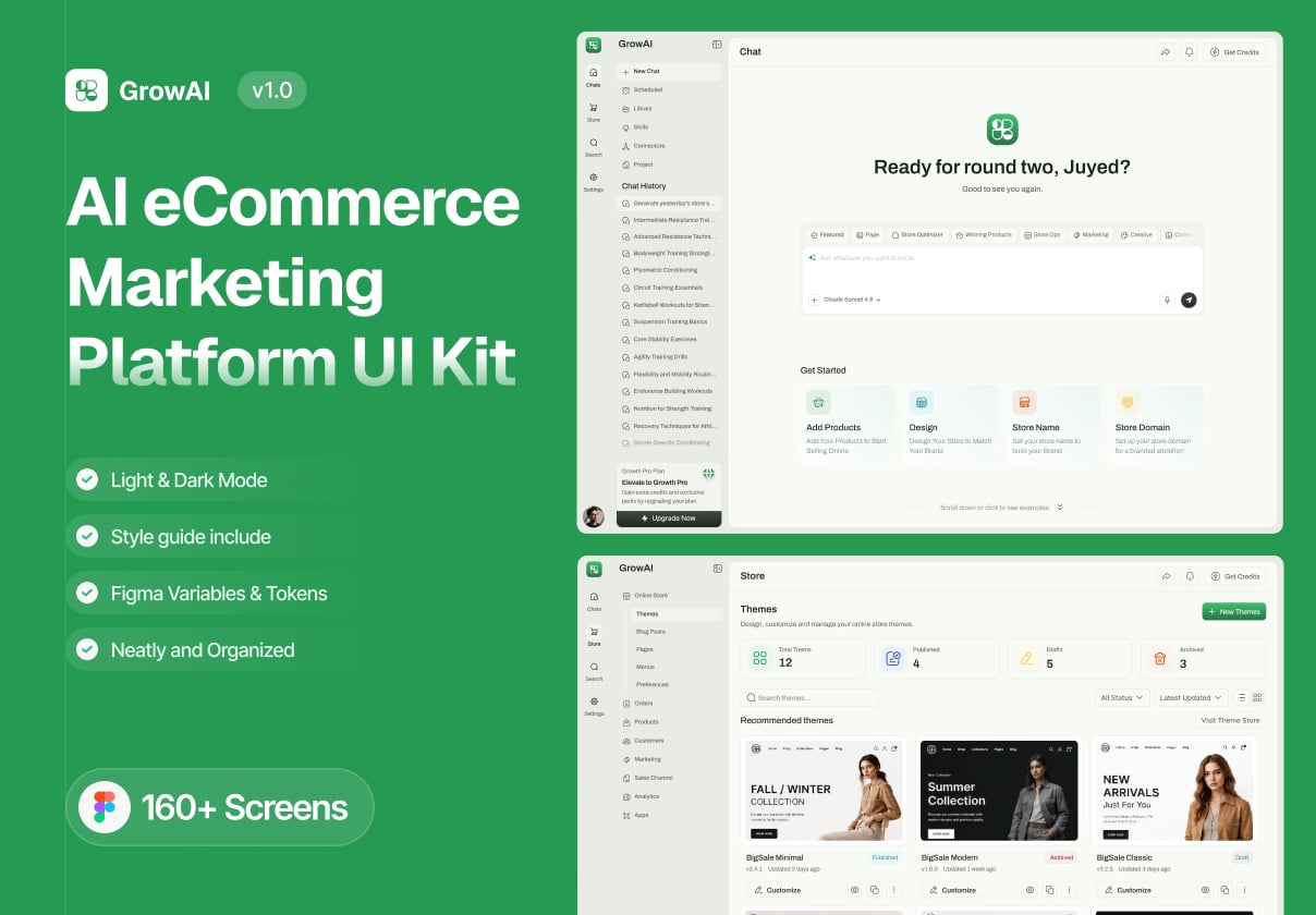GrowAI - AI eCommerce Marketing Platform UI Kit