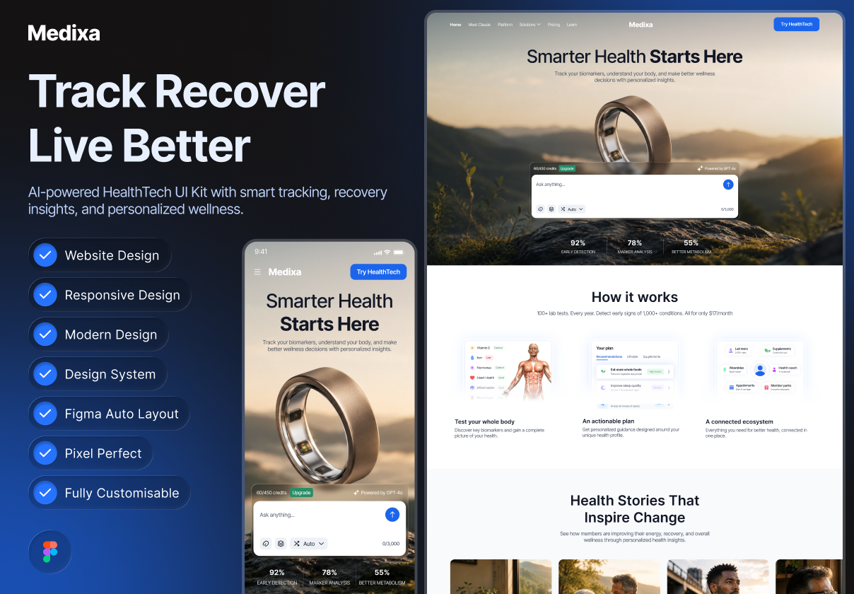 AI HealthTech Website - Medixa - Uncategorized design asset by ui8