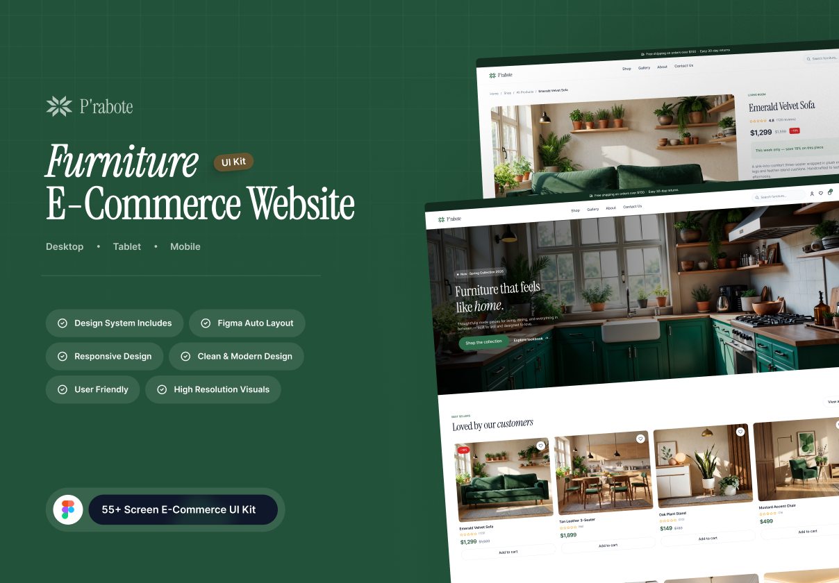 P'rabote - Furniture Ecommerce Website - Ecommerce design asset by ui8
