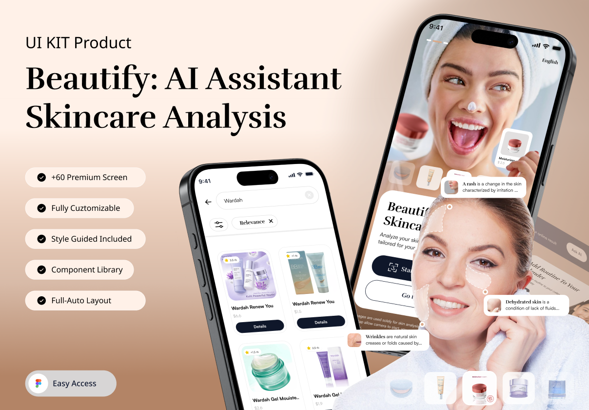Beautify: AI Assistant  Skincare Analysis - Uncategorized design asset by ui8