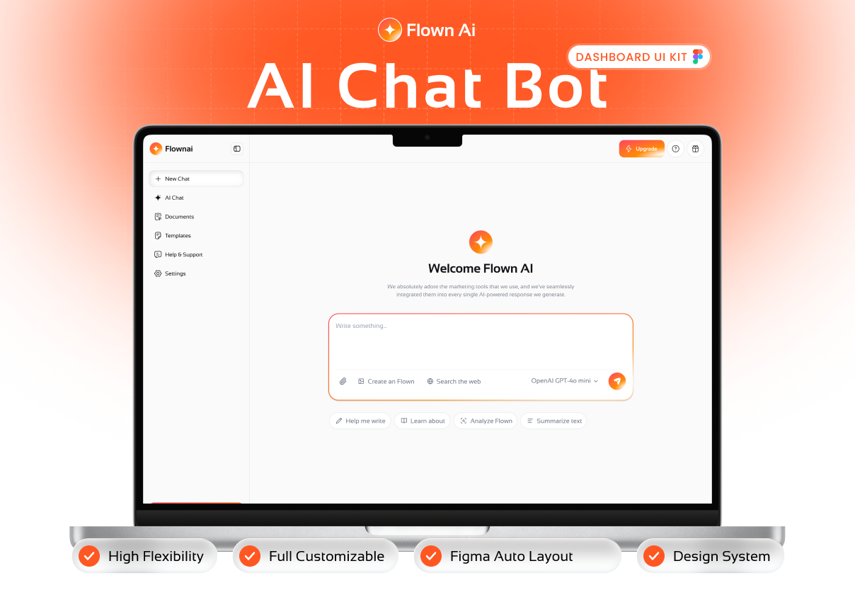 Flown Ai Chat Bot UI Kit - Uncategorized design asset by ui8