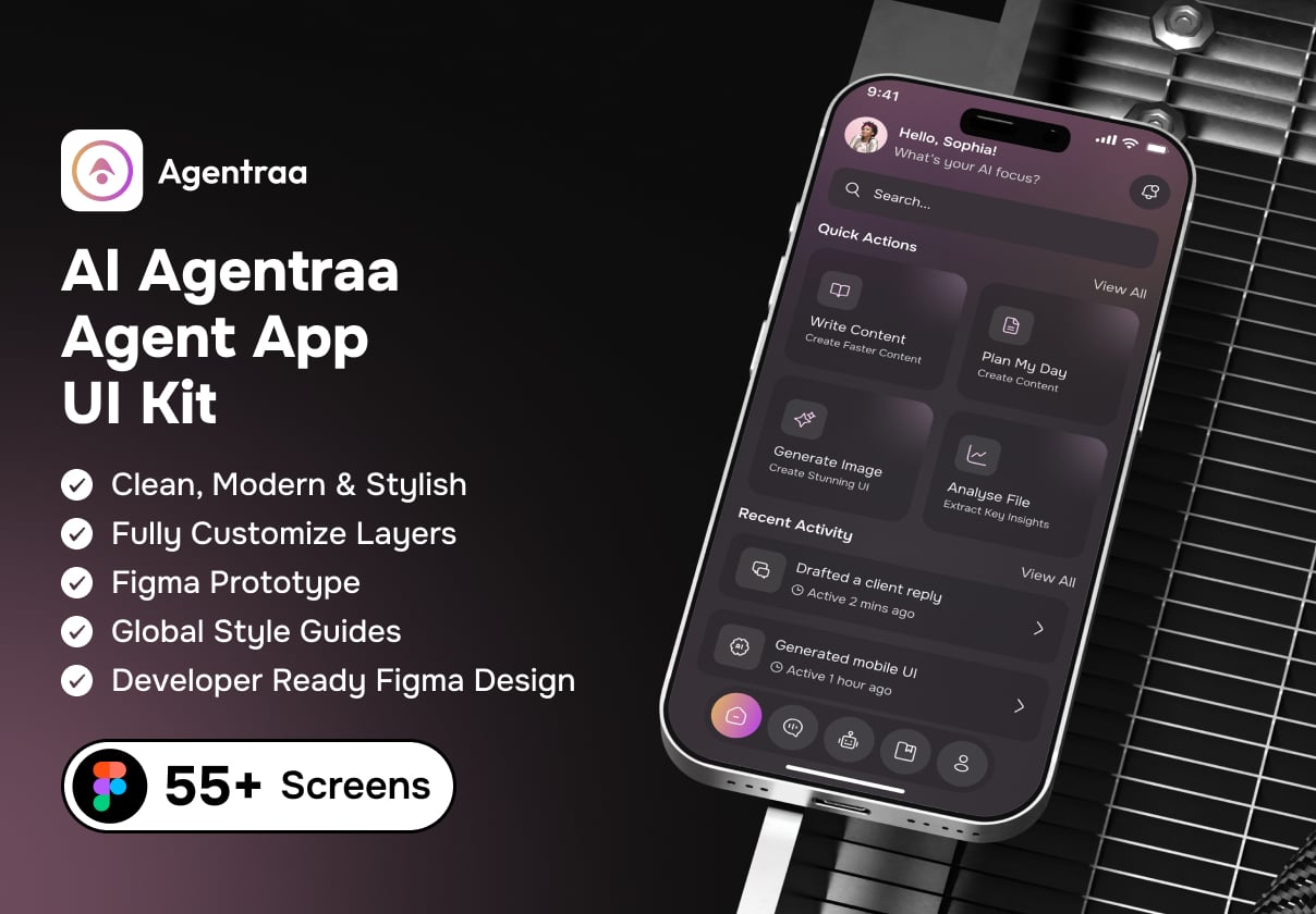 AI Agentraa - Agent App UI Kit - Mobile design asset by ui8